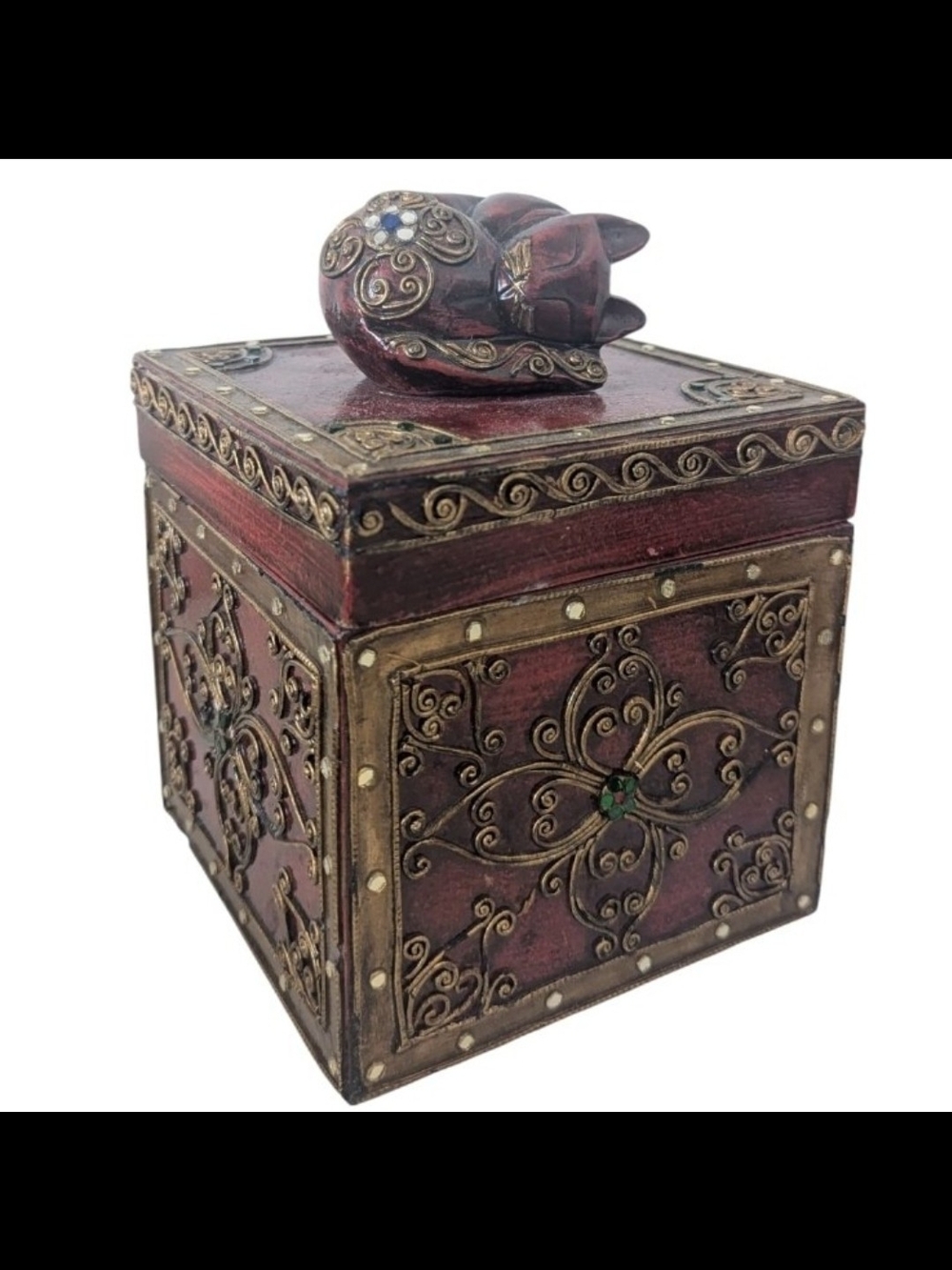 Ornate Vintage Style Cat Trinket Box – Decorative Jewelry Storage